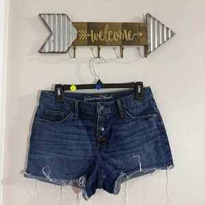 Universal Thread High Rise Dark Blue Button Fly Jean Shorts Size 6